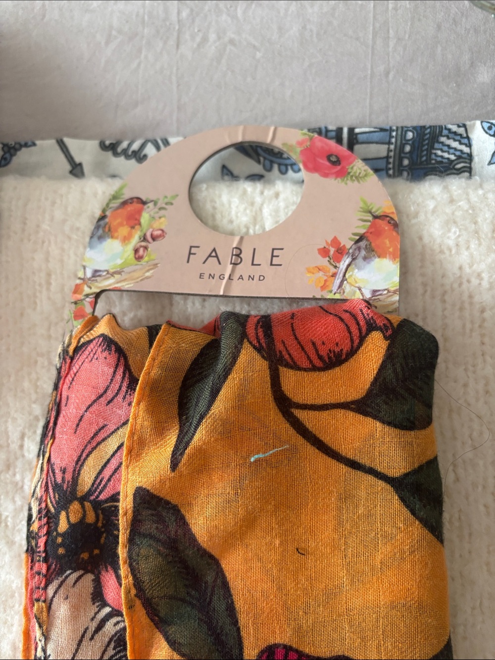 Floral Yellow & Pink Cotton Scarf